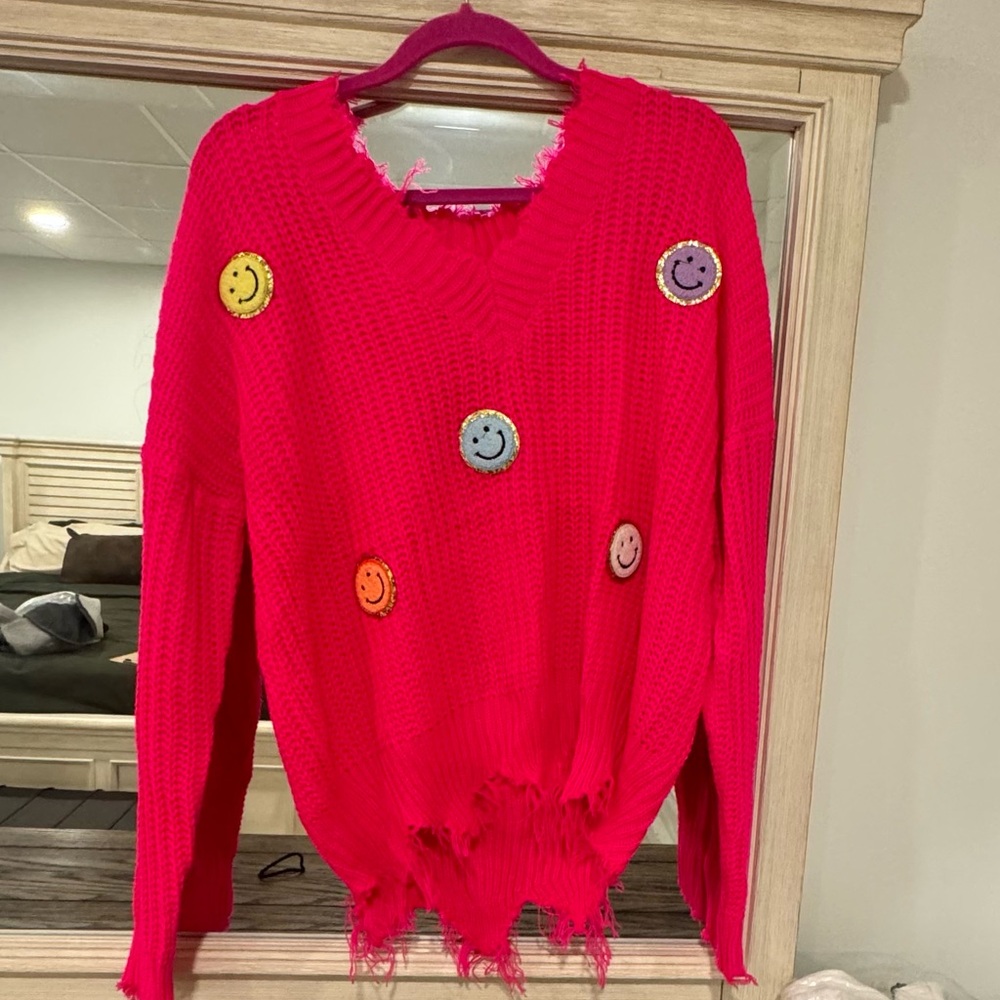 Pink smiley sweatshirt